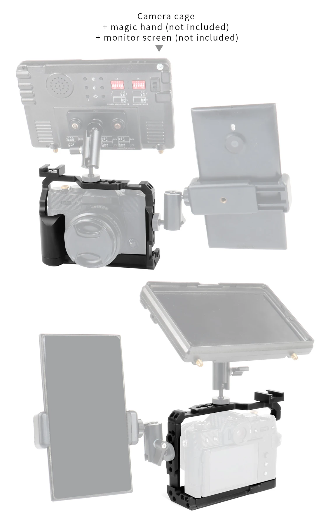 BGNing Aluminium Legierung Kamera Käfig Schutzhülle Stabilisator mit Kalten Schuh Halter für FUJI XT20/XT30 XT30II Kamera Schutzhülle – Detail 14