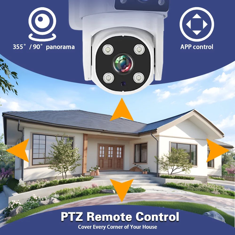 4K 8MP Dual Screen Dual Lens WIFI Camer4K PTZ Camera Outdoor IP66 Waterproof Auto Tracking Security Camera Surveillance Network