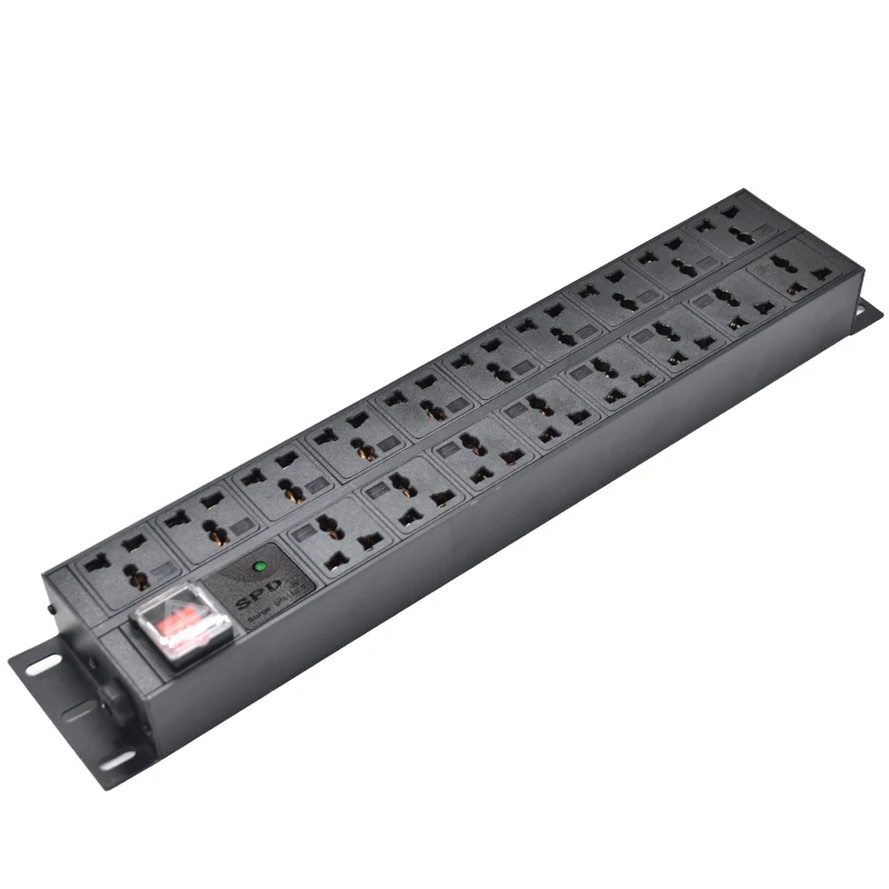 2U PDU power strip distribution unit Cabinet rack mount 18 Ways socket Surge protection double break switch 2M extension cord