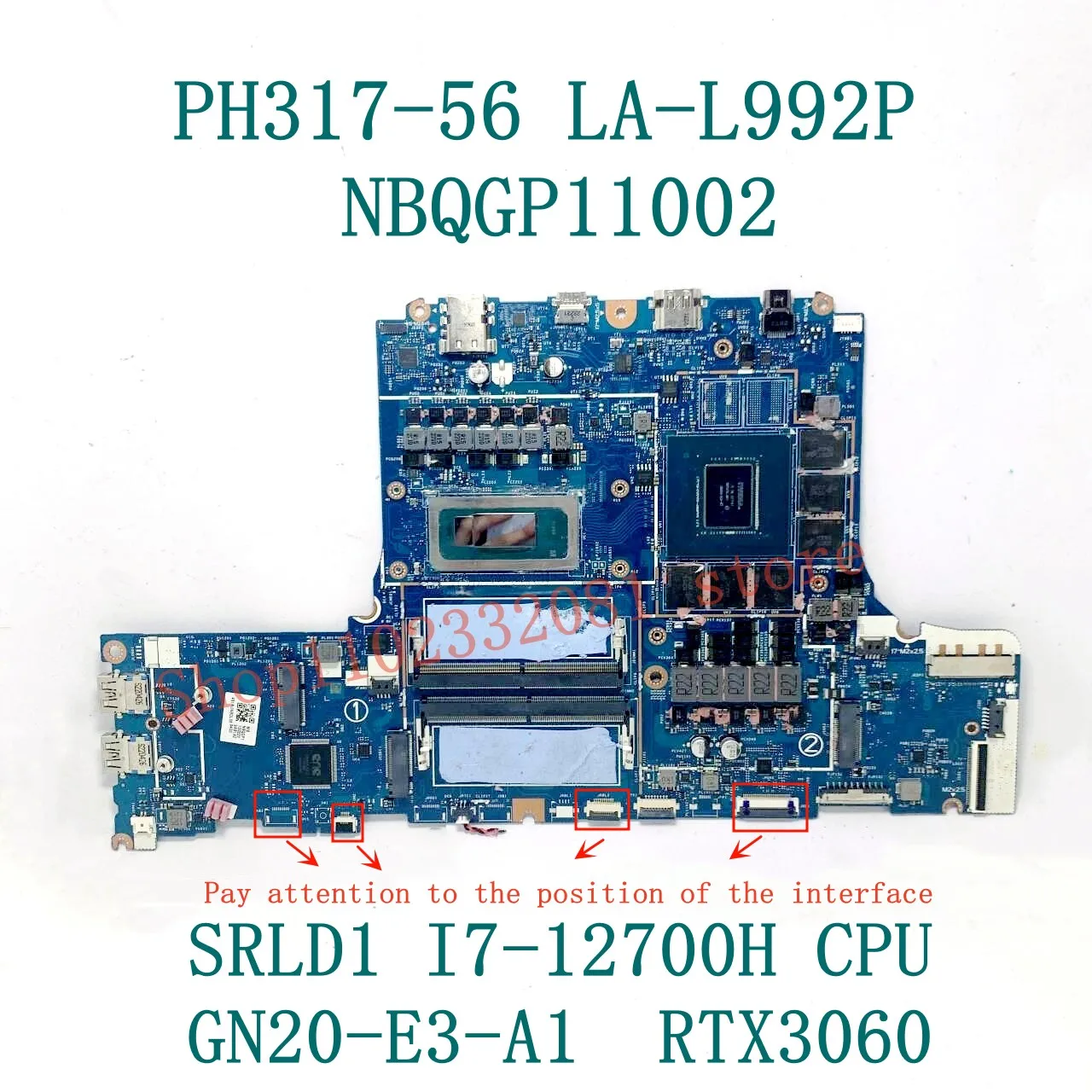 Mainbaord LA-L992P NBQGP11002/NBQFT11002 For Acer PH317-56 Laptop Motherboard W/ SRLD1 I7-12700H CPU RTX3060/RTX3070TI 100% Test