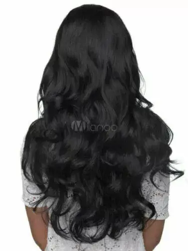 100% Human Hair！New Long Curly Natural Black Real Hair Wig Women's Wigs