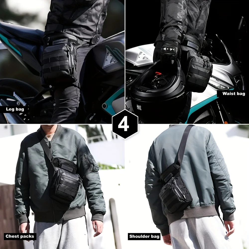 Multifunction Motorcycle Drop Leg Bag Waist Bag 3L Thigh Belt Hip Bum Outdoor Riding Hiking Travel Fanny Pack Chest/Shoulder Bag