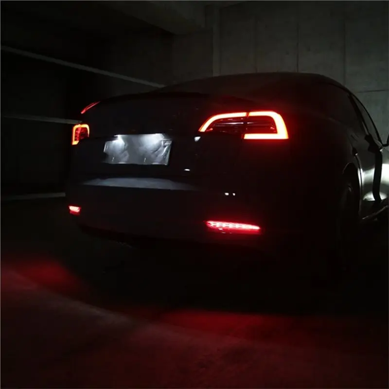 A04E-Car Brake Lights Rear Fog Lights LED Taillights Rear Bumper Lights Fishbone Taillights For Tesla Model 3 Model Y
