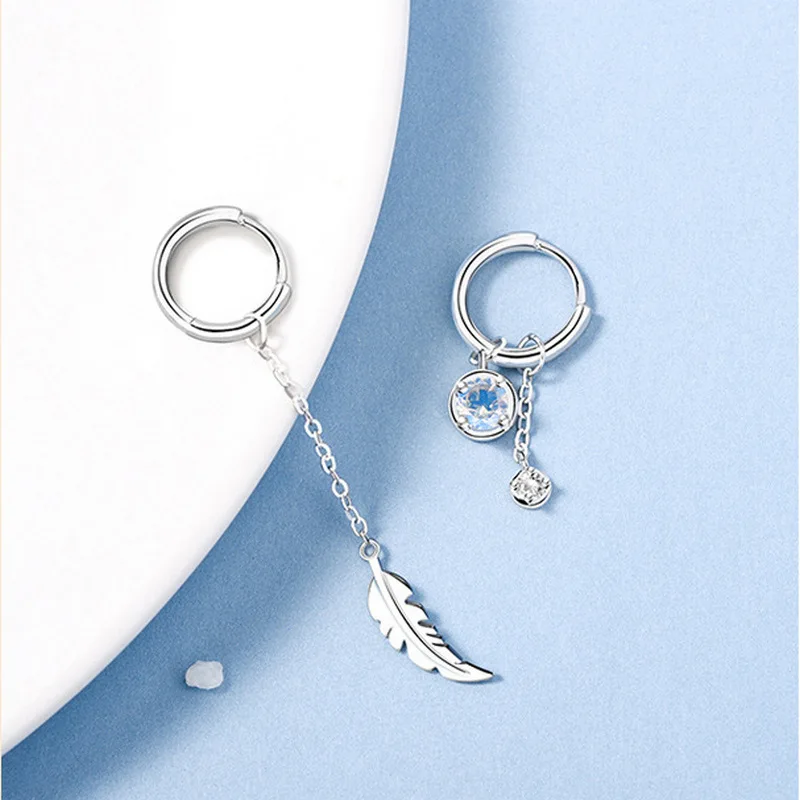 Koreanische Neue Luxuriöse Zirkon-Mond-Stern Asymmetrische Ohrstecker für Frauen Kristall-Wolken-Perlen-Ohrringe Schmuckgeschenke – Detail 10