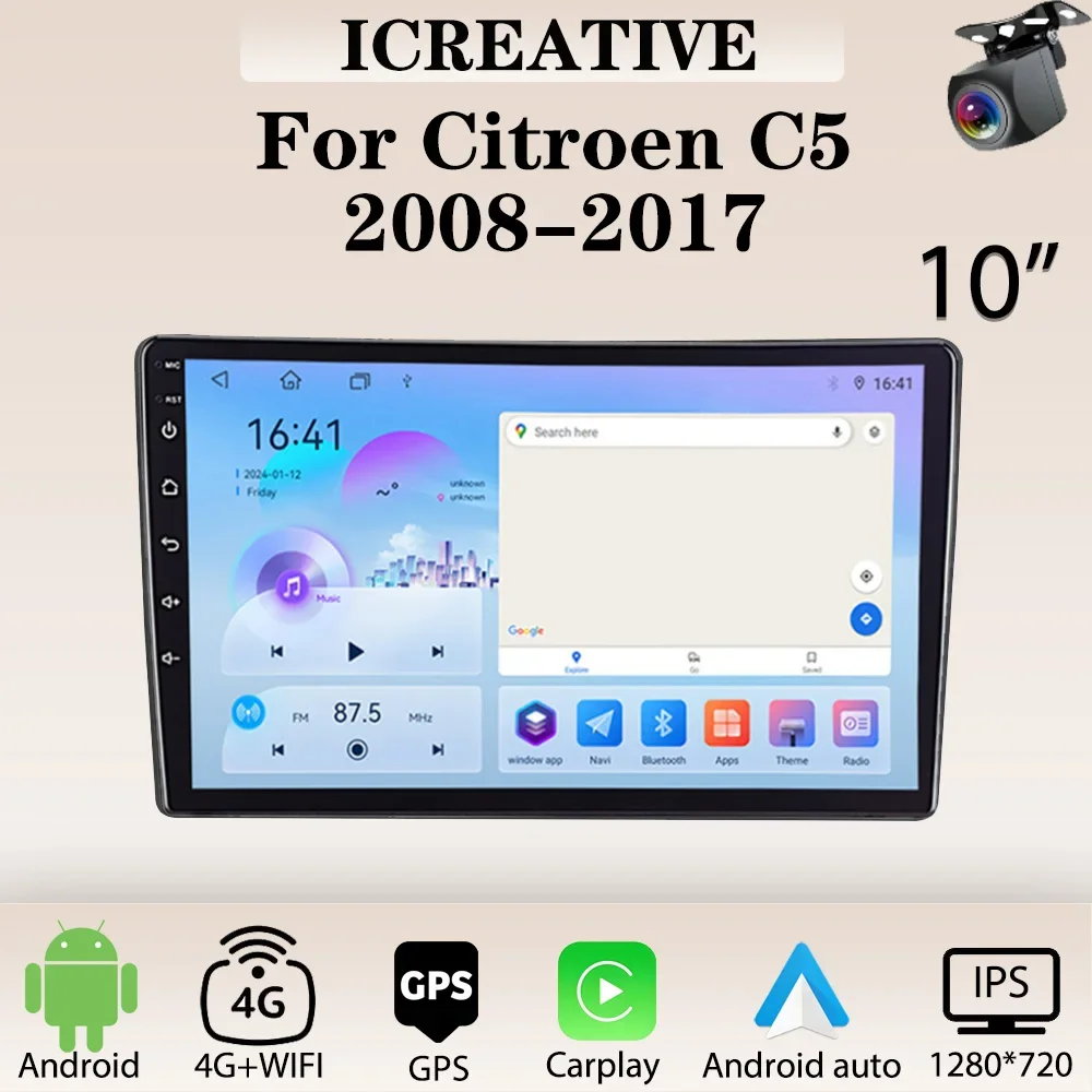

Car Radio Android for Citroen C5 2008-2017 Multimedia Wireless Carplay 2Din Stereo Head Unit Android 9 Inch Audio Navigation GPS