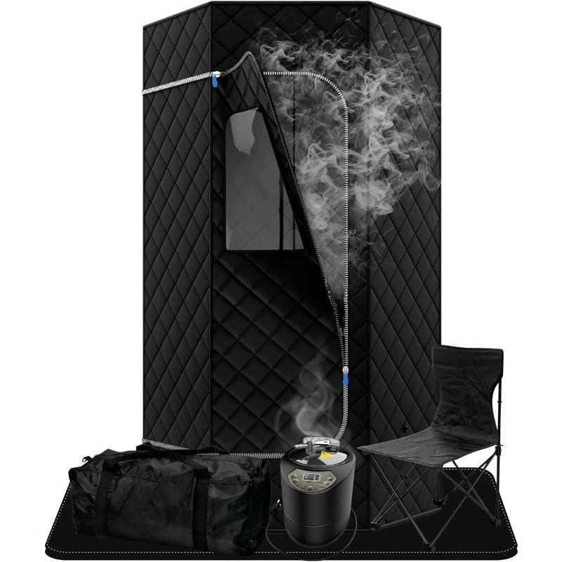 3L High Capacity Steamer, 1100W, Remote & Aromatherapy - Includes Absorbent Mat & Chair for Yoga & Weight Loss - Sauna Spa