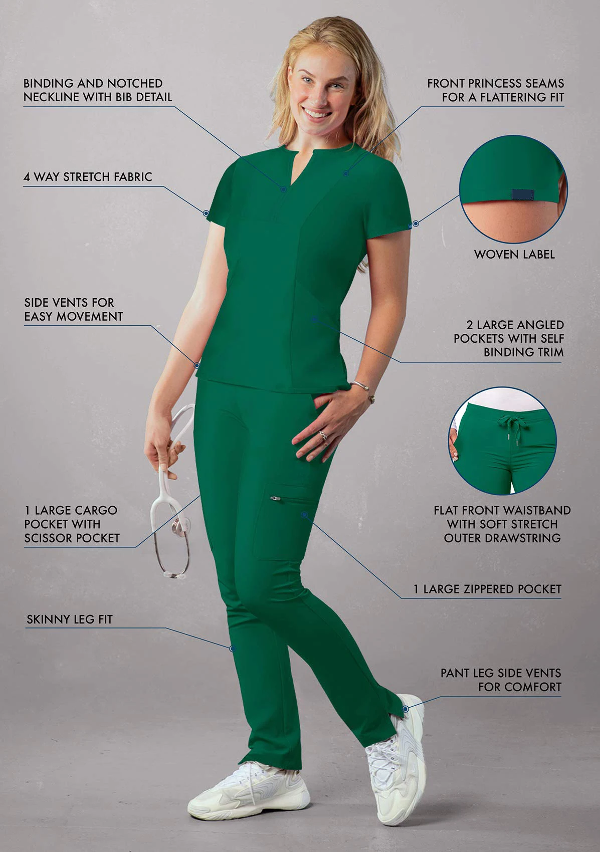 Conjunto de ropa de trabajo personalizada para mujer, Top con cuello en V, pantalones Cargo ajustados, uniforme médico de enfermería