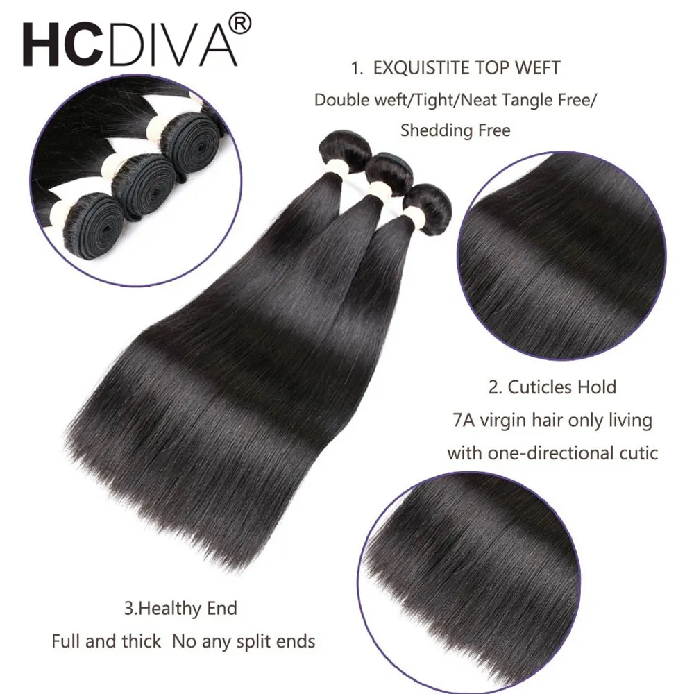 Extensiones de cabello humano brasileño Remy para mujeres negras, mechones rectos de hueso, 10A, 10-32 pulgadas