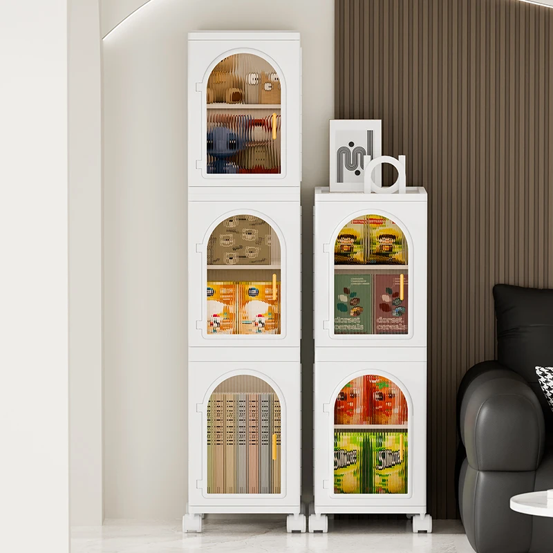 Narrow-edge slit storage cabinet, foldable kitchen gap storage rack, multi-layer narrow-slit space storage cabinet for bathrooms