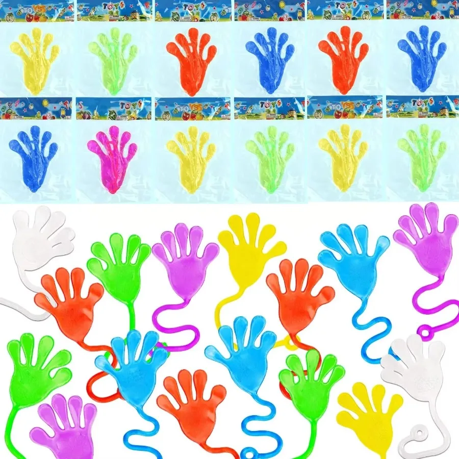 100/6pcs Wacky Fun Sticky Hands: 2 Inches Stretchy Sticky Fingers for Kids' Party Favor Sets & Birthday Party Favors!