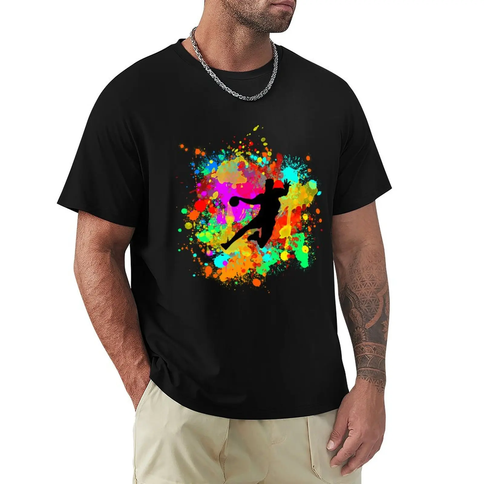 

colorful handball player great gift for handball players T-Shirt Work Duty Casual T-Shirt