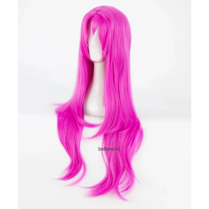 25cosjojo's bizarre adventure vento dourado diavolo peruca cosplay 80cm longo rosa vermelho resistente ao calor peruca de cabelo sintético + touca peruca