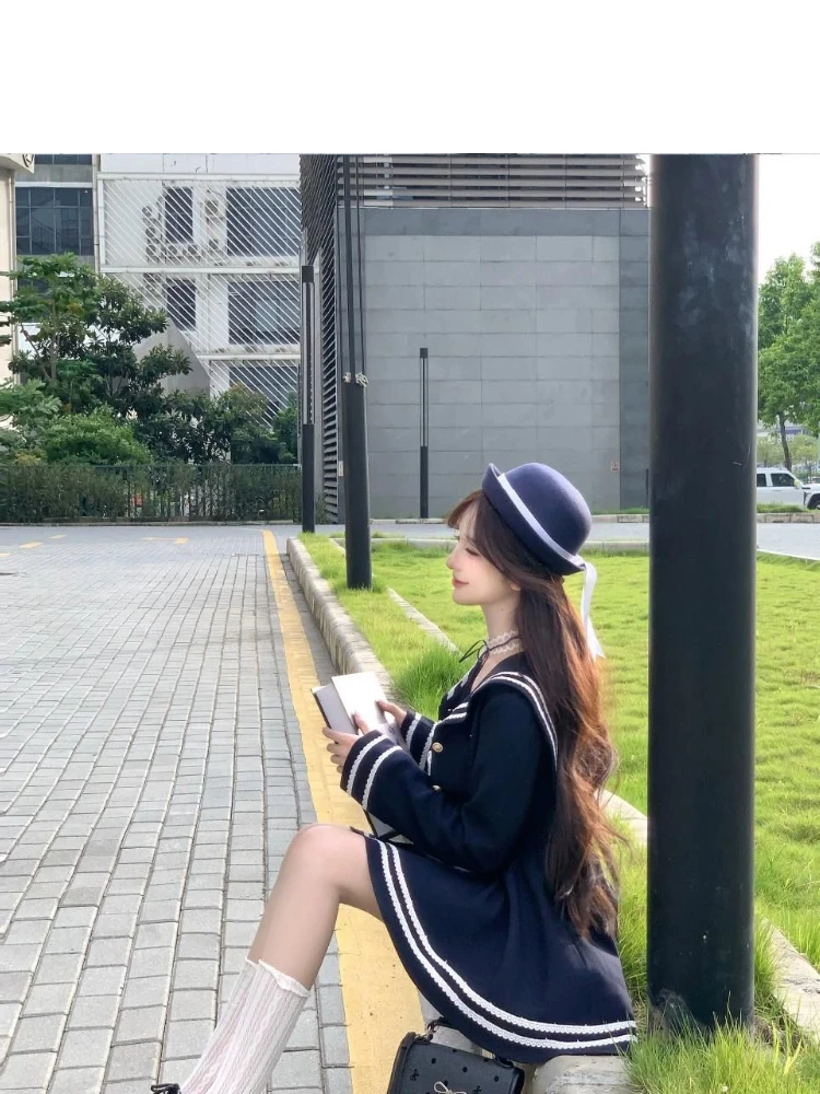 Japoński styl preppy Jk 2-częściowy zestaw damski Kawaii koronkowa kokarda sukienka na ramiączkach spaghetti krótka sukienka i krótki płaszcz damski koreańskie stroje Lolita