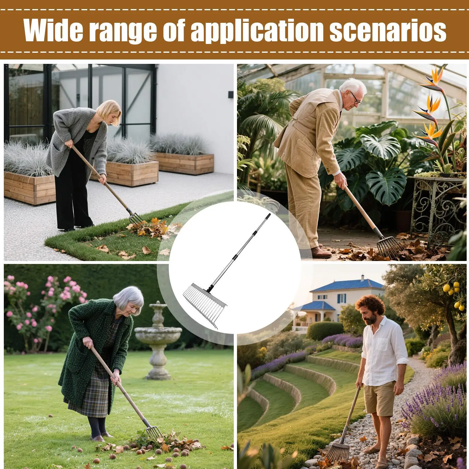 

Грабли для листьев, пейзажные грабли с 21 металлическими зубьями, инструменты для сбора листьев, дворовые инструменты для ухода за листьями, лужайки, садоводства, очистки