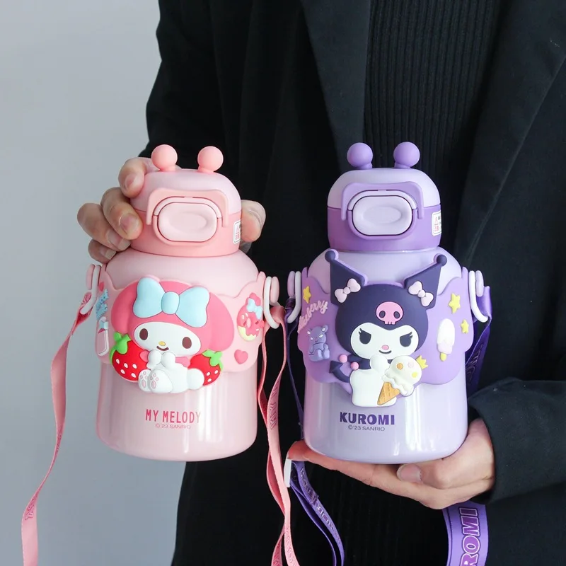 

Изолированная чашка в стиле аниме Sanrio, детская чашка для воды Coolomi, соломенная чашка для воды из нержавеющей стали 316, милая студенческая чашка с большим животом, подарочная чашка