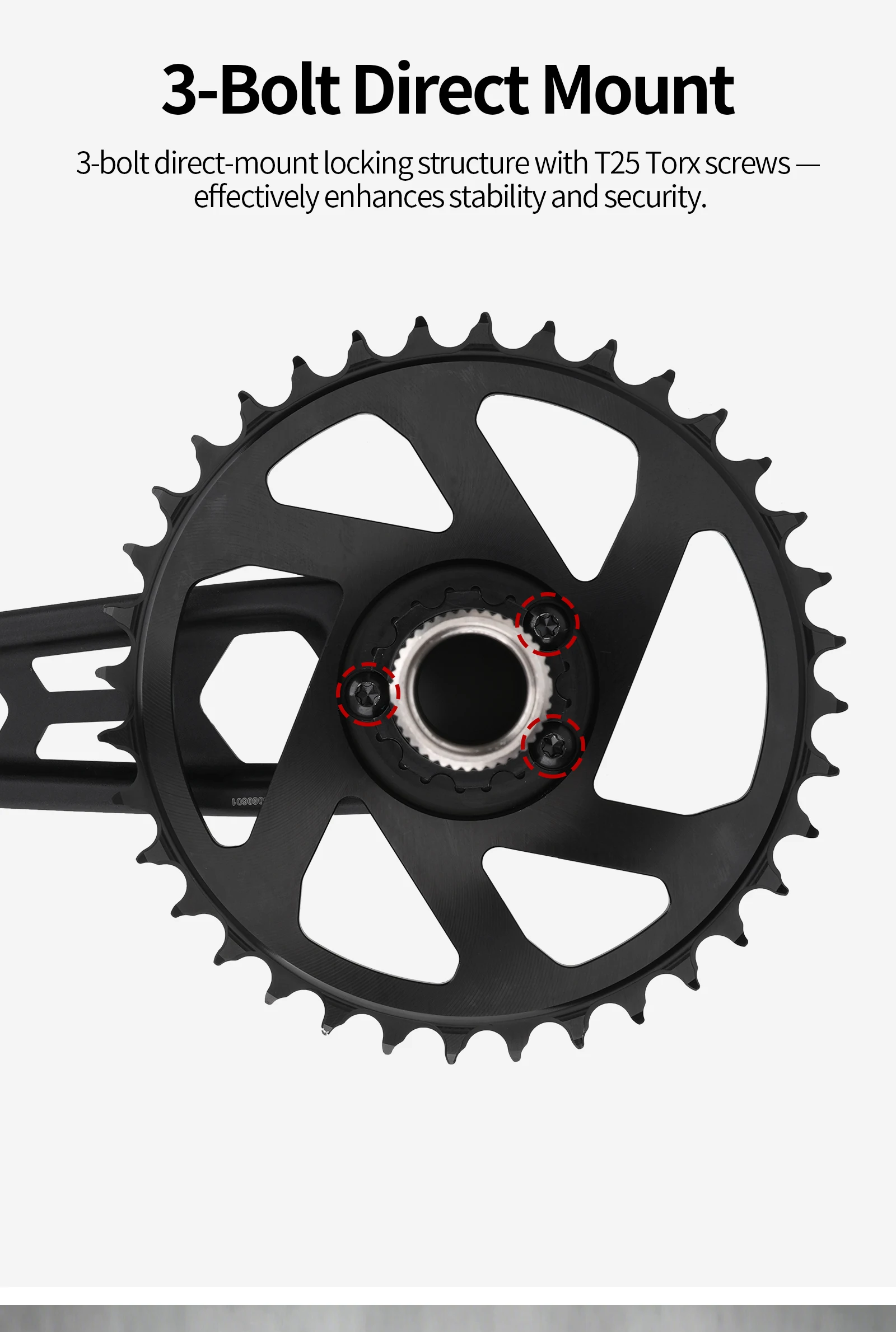 MEROCA MTB Kurbelgarnitur CNC Hohlgeschmiedeter Kurbelarm 3-Bolzen-Direktmontage-Kurbelgarnitur 3mm Offset 32T-38T 165/170mm Mountainbike-Kurbel – Detail 7