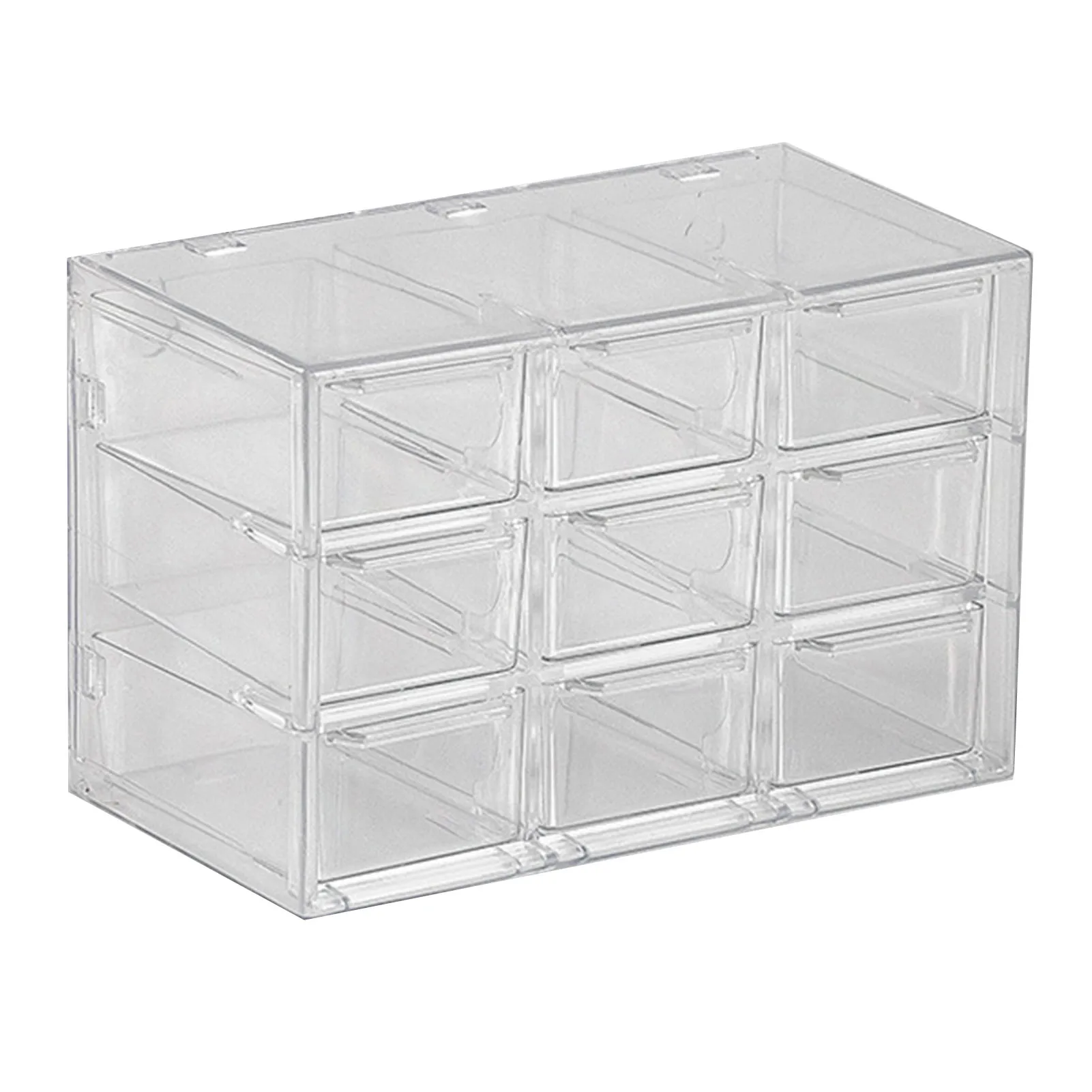 ZK20 9 Grids Desktop Storage Box Drawer Space Saving Dustproof Desktop Divided Drawer Transparent