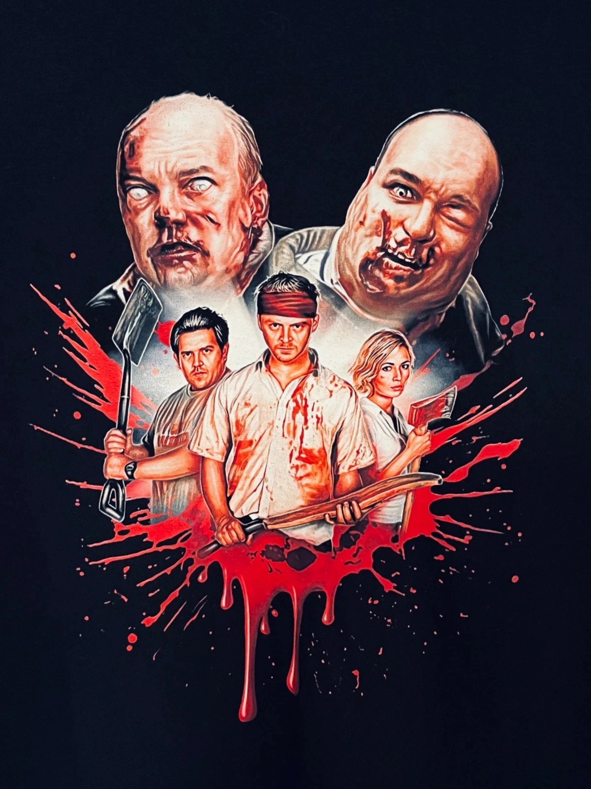 SHAUN OF THE DEAD Simon Pegg Black Graphic HORROR Movie T-shirt Graphic T-Shirt High-end Luxury Unisex Style