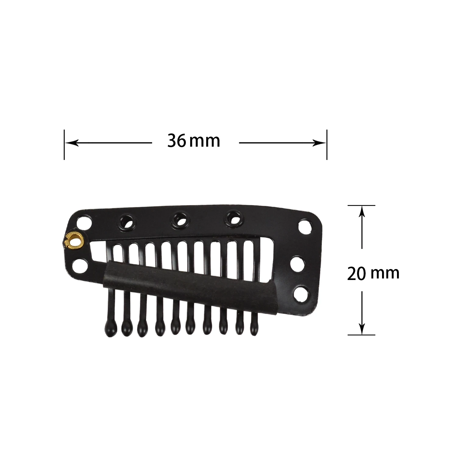 50 Pcs Hair Extension Clips 36mm 10-teeth Wig Clips Metal Snap Hair Clips with Rubber Silicone Back for Wigs Hairpiece Accessori