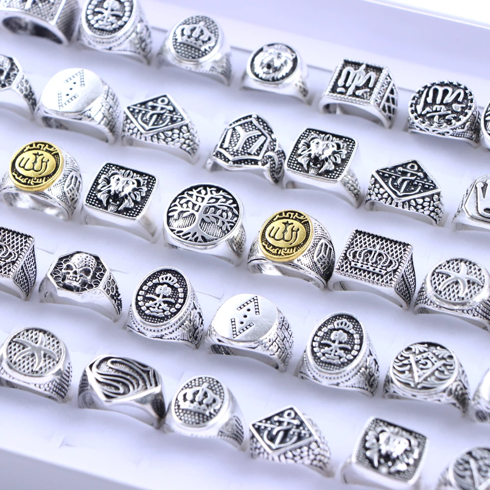 10 قطعة/الوحدة موضة الشرير خمر الهندسة خواتم معدنية للرجال النساء ريترو القوطية فنجر مجوهرات هدايا الحفلات نمط مختلط بالجملة #2