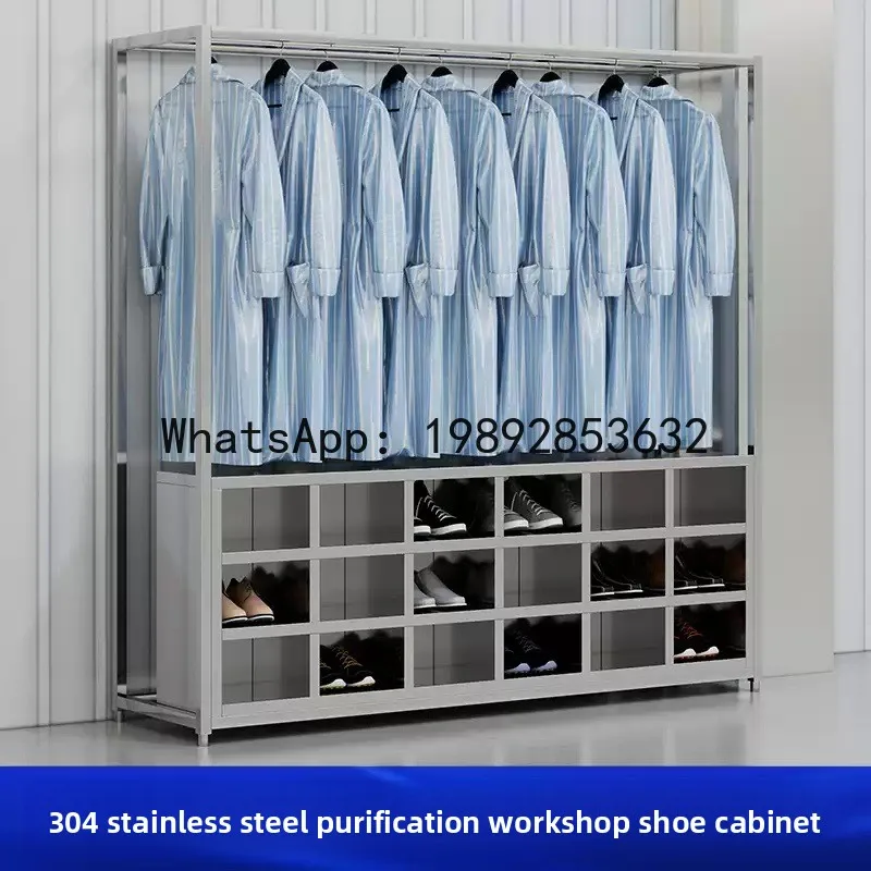YFY Stainless Steel Slanted Top Locker Dust-Free Sterile Cleanroom Wardrobe Multi-Compartment Shoe Cabinet for Employees