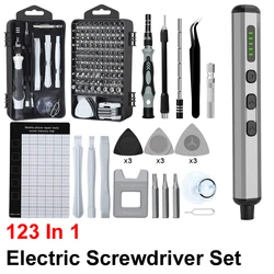 123 In 1 USB güç elektrikli tornavida seti Torx Phillips Hex bit PC cep telefonu tamir için manyetik kiti el aracı Iphone DJI