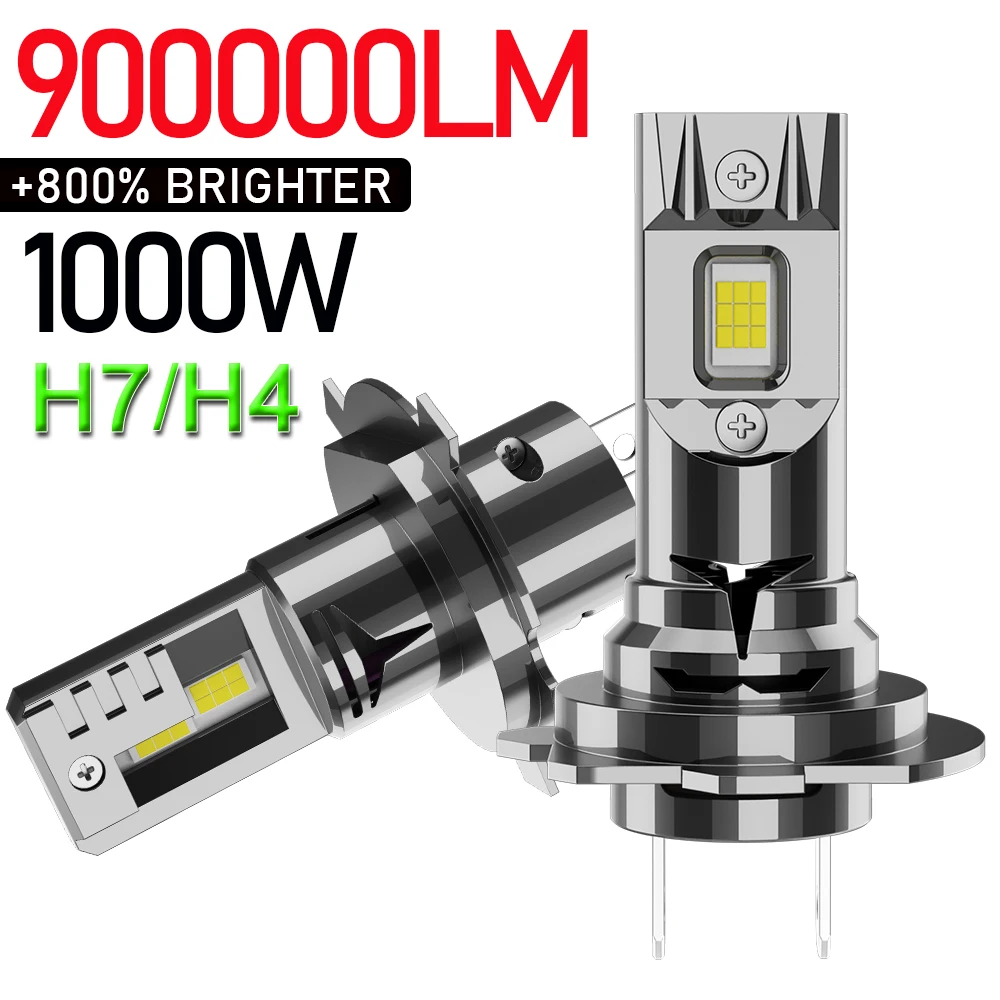 

H4 H7 LED CANBUS Bulb 900000LM Super Bright LED Automobile Headlights 6000K Plug And Play Turbo Fan Spotlights Diode Car Lamp