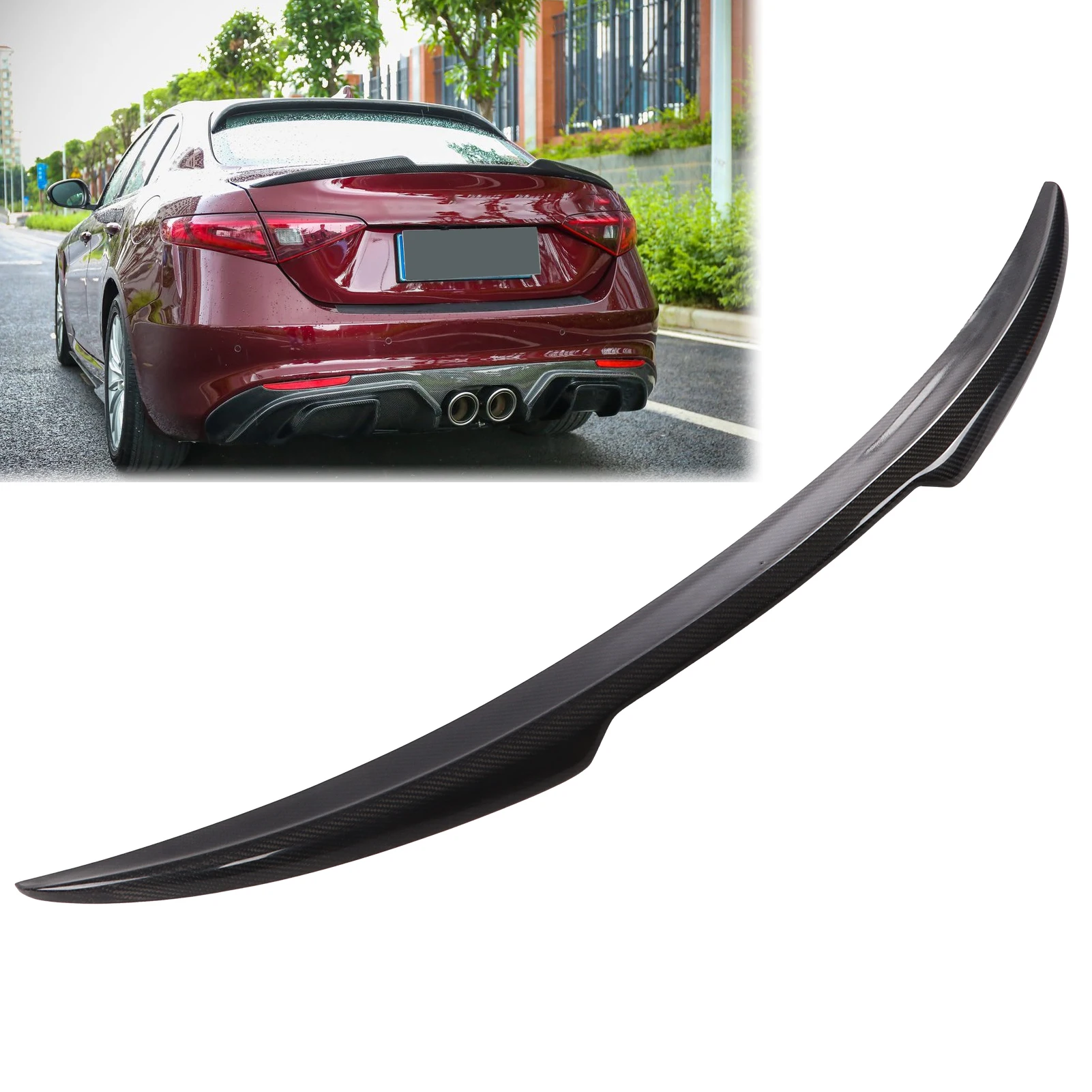 Car Rear Spoiler Wing Carbon Fiber Corrosion Resistant Replacement for Alfa Romeo Giulia 2016‑2021