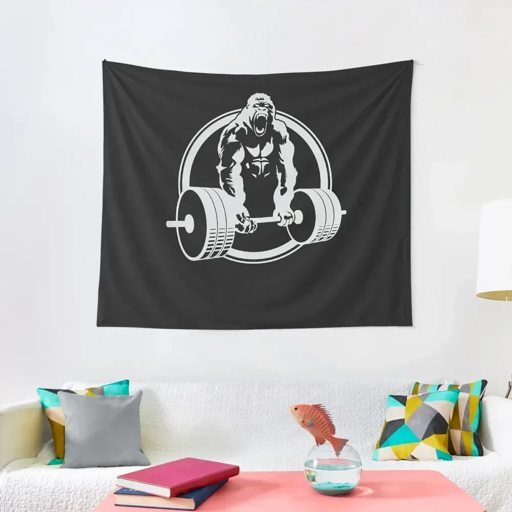 Gorilla Lifting Fitness Gym Tee Essential T-Shirt Tapestry Home Decorating Bathroom Decor Tapestry