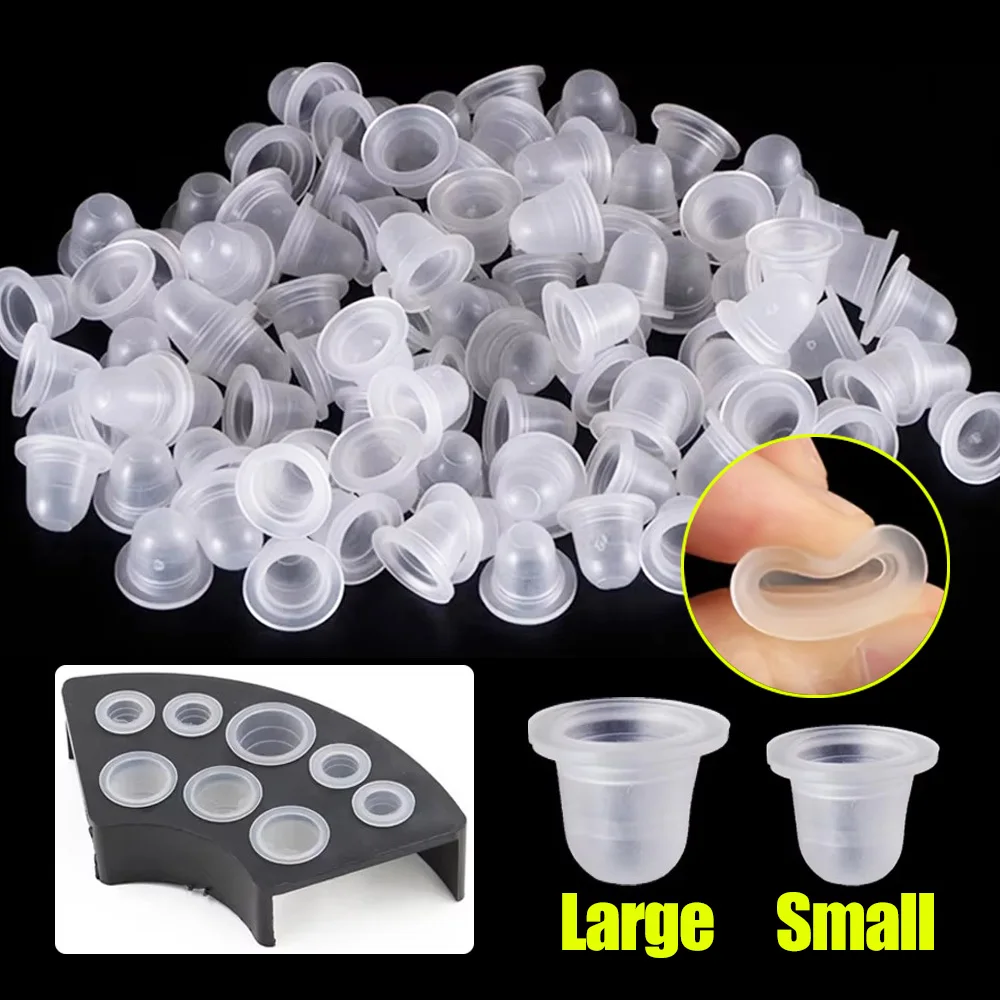 1000/500/100 قطعة سيليكون الوشم الحبر الكؤوس المتاح الوشم الحبر قبعات الوشم الصباغ الحاويات ل تجميل دائم اكسسوارات #1
