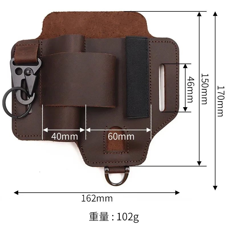 Tactical Multi Tool Belt Leather Bag Portable Tool Storage Bags Holster Key Holder Waist Leather Pocket Outdoor Camping Hunting