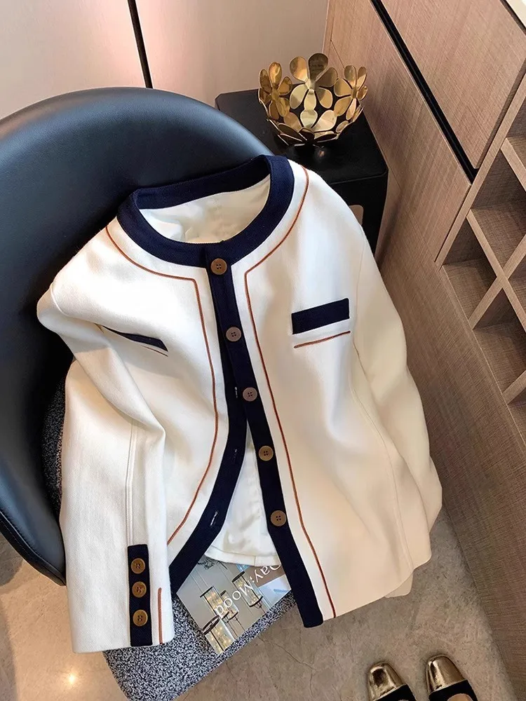 

Повседневная круглая женская куртка Ne Long Sve, осенняя новая верхняя одежда для похудения, верхняя одежда Ele Street Sle Commute Faion