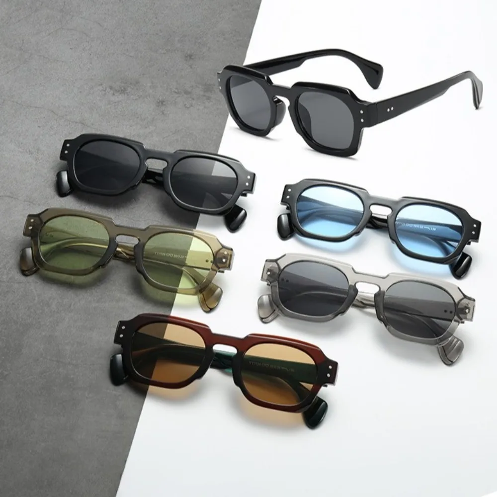 

Солнцезащитные очки неправильной квадратной оправы с рисовыми гвоздями UV400, разноцветные линзы, оттенки для очков, легкие солнцезащитные очки UV400, велосипедные очки