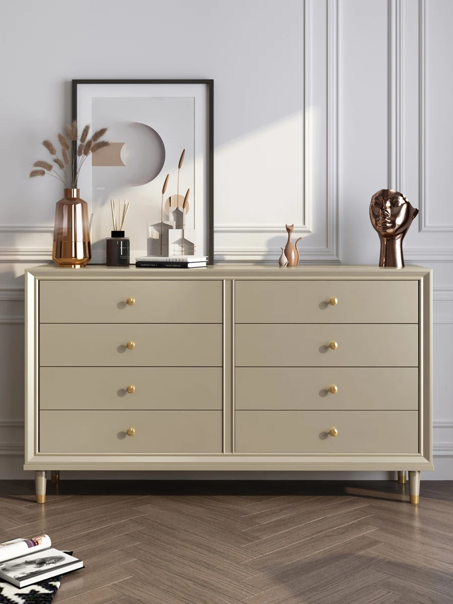 Solid wood chest of drawers, storage cabinet, American simple light luxury, modern bedroom, living room, six, seven, nine