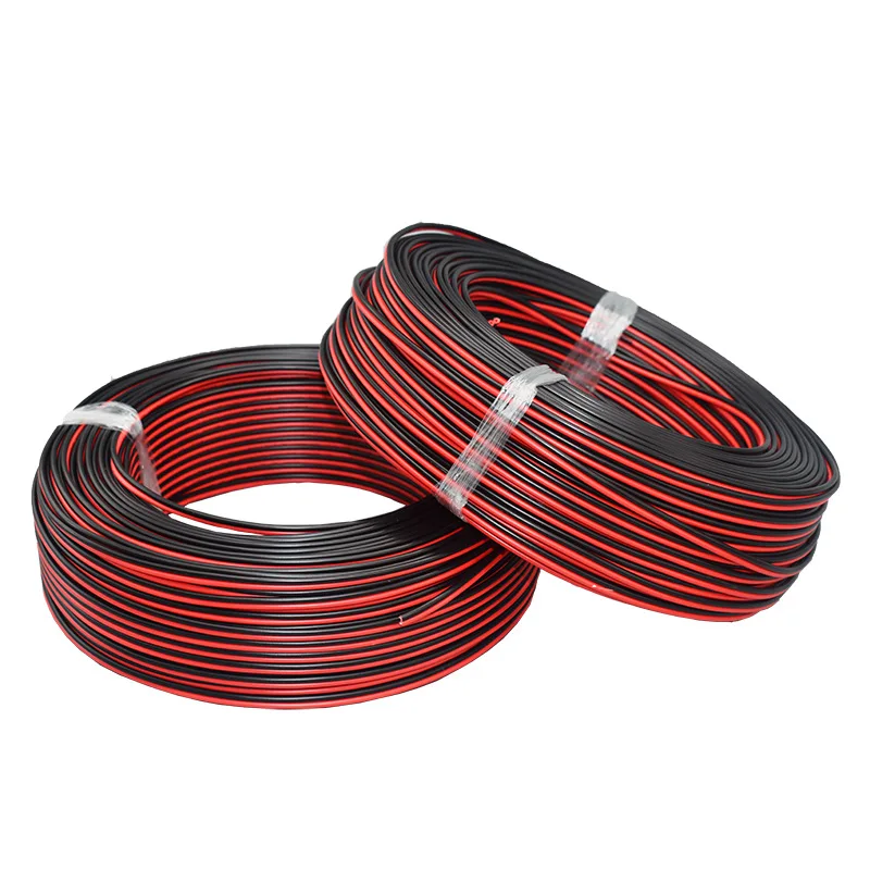 18AWG 2 pin flat Ribbon  Cable 100m/roll,Red Black power wire 2*1.0mm