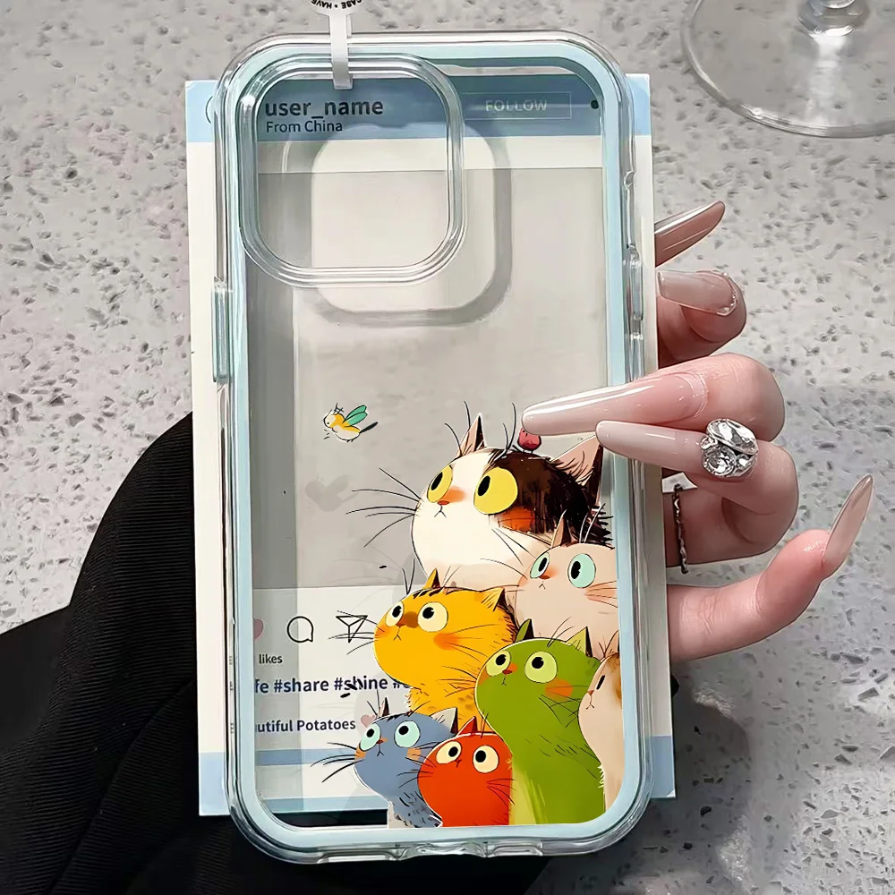 Cute Funny Cat Phone Case For Samsung Galaxy S26 Ultra S25 S24 Plus s22 s23 Plus FE A57 A54 A55 A16 A35 A36 A37 5G Clear Cover