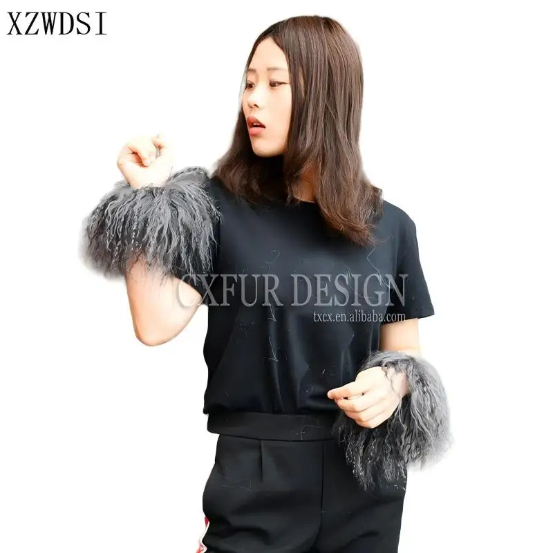 Fashion Women's Solid Autumn Winter Luxurious Cuff-Effortless Snap Design Real Mongolian Lamb Fur Cuff