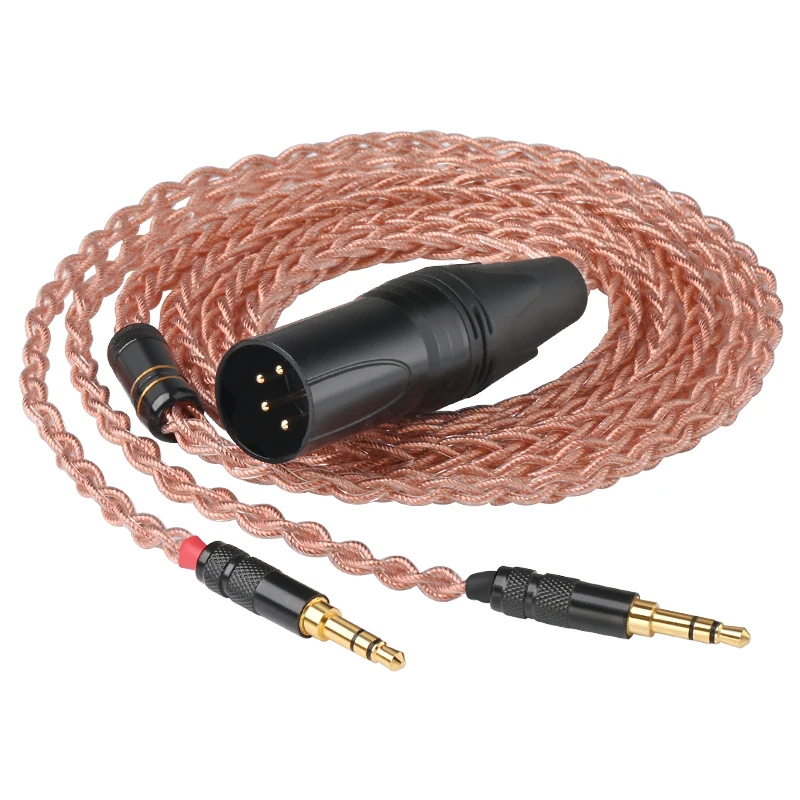 ATAUDIO Cable de auriculares HiFi de alta gama 8 soportes OCC Core 24K enchufe chapado en oro XLR a Cable de auriculares estéreo de 3,5mm para HE400i HE400s
