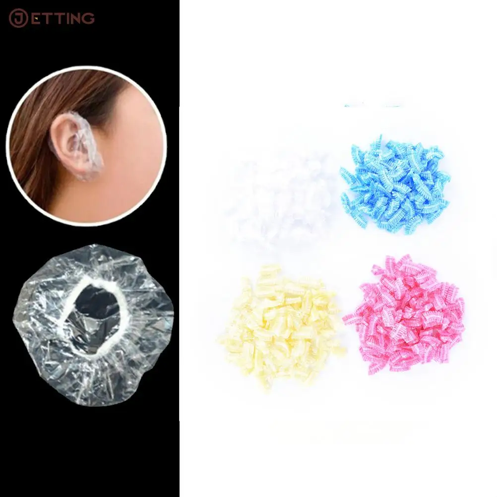 100Pc Thickened Disposable Plastic Waterproof Ear Protector Cover Cap Salon Hairdressing Dye Shield Earmuff Shower Tool Ear Muff