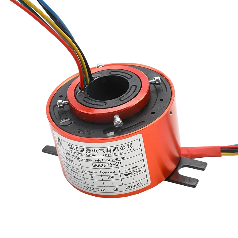 SRH 2578-4P Electrical slip ring ID25mm OD78mm 4 circuits 10A  2220-380v Industrial Through Bore Slip Ring