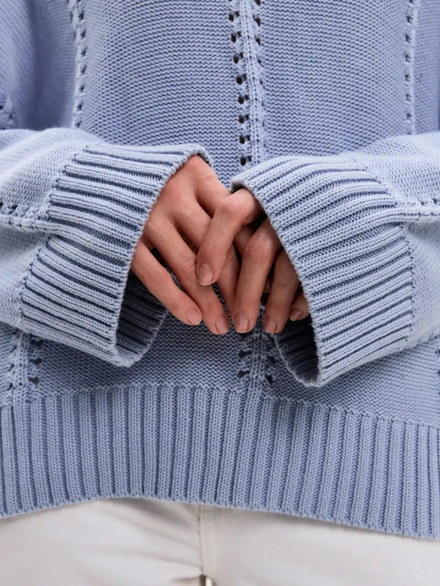 الخريف الشتاء الجوف خارج البلوز سترة بلون المرأة فضفاضة تريكو أعلى جولة الرقبة البلوز موضة الاتجاه الإناث سترة