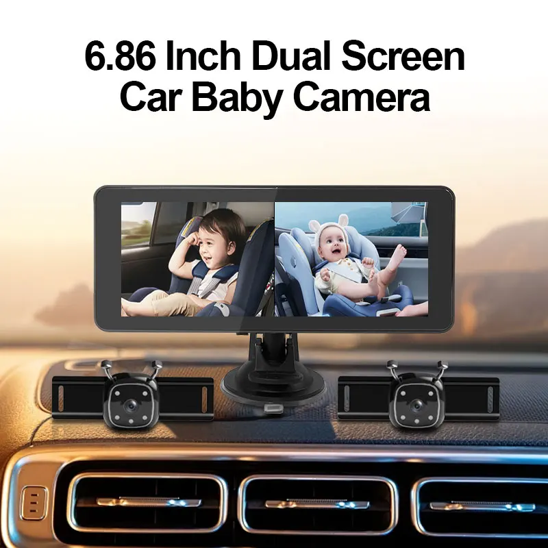 

Baby Car Camera-6.86 Inch Rear-Facing Car Monitor with Night Vision Easy Setup -Dual Baby Car Camera