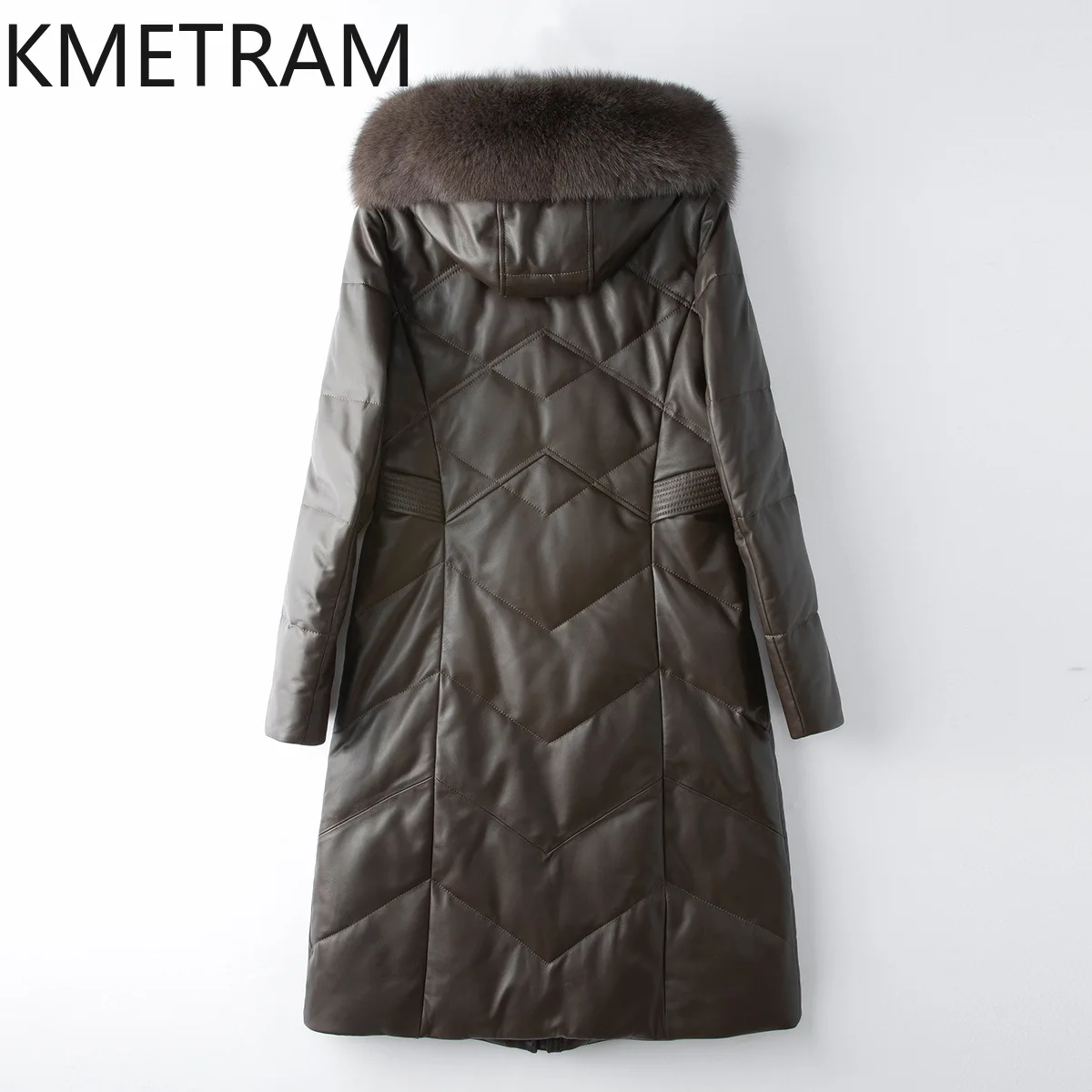 Piumino in piuma d'oca bianca Donna Vera pelle di pecora Cappotti lunghi in piuma Collo in pelliccia di volpe Abbigliamento donna invernale 2025 Пухоiyahaк Ж Salah