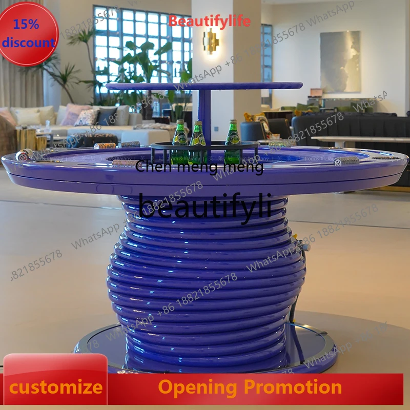 Lhy7486 ss Light Luxury Club Villa Mansion طاولة مستديرة للترفيه الداخلي ورفع الشطرنج وطاولة البطاقات #1