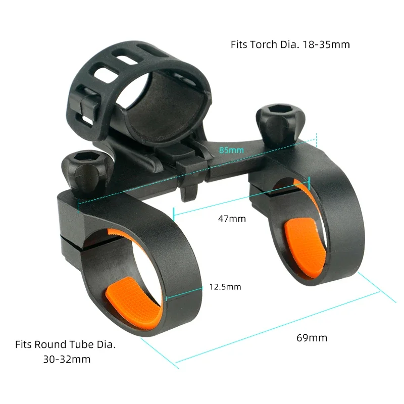 Bicycle Flashlight Bracket Handlebar Mount LED Front Light Torch Clip Holder Dia.18-35mm Fits MTB Road Accessories