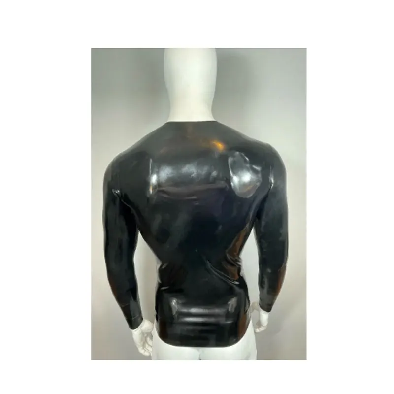 Sexy and tight fitting 100% Handmade Latex Men's wear Crew Neck Top T-Shirt Long Sleeves NO ZIP Male Gummi Rubber Catsuit