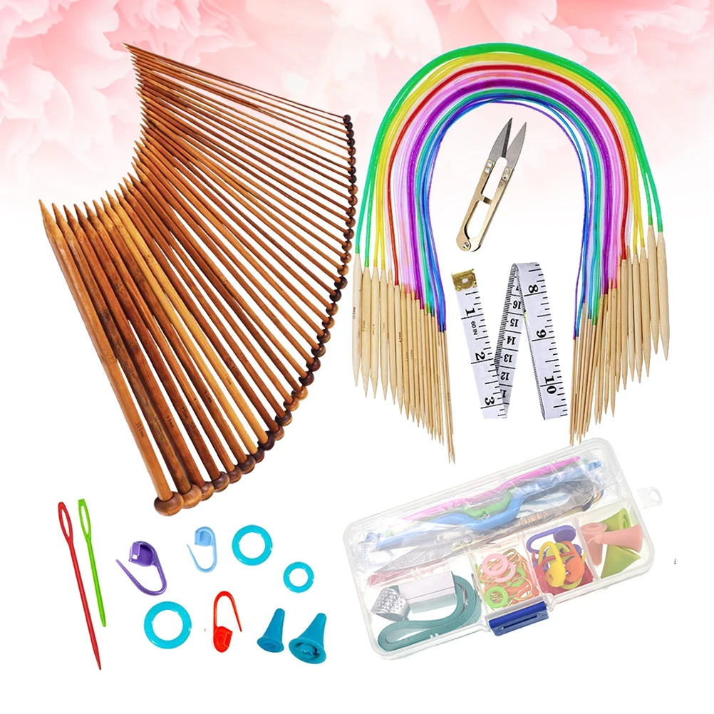 

Circular Knitting Set 10 Sizes Smooth Plastic Handle Ergonomic Knit Tube Knitting Needles Tools DIY Sweater Scarf