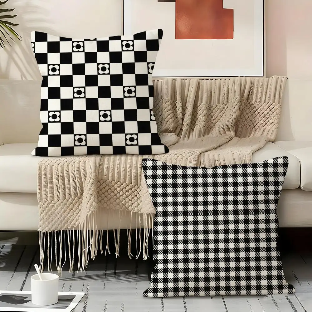 Checkered Pattern Pillow Case Pillowcase, Double-sided Printed, Sofa Cushion, Bedroom Headboard Pillow