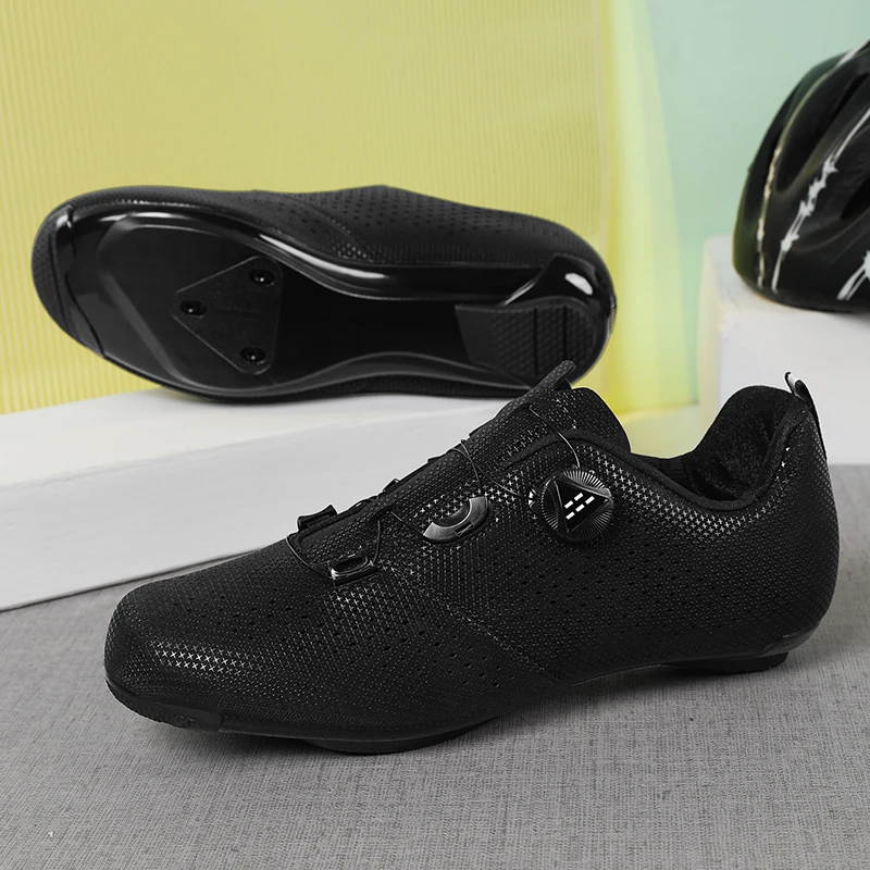 Road MTB Cycling Shoes Men Women Breathable Hard Sole Rotary Buckle Clipless Non Slip Rubber Sole Outdoor Bicycle Training Shoes