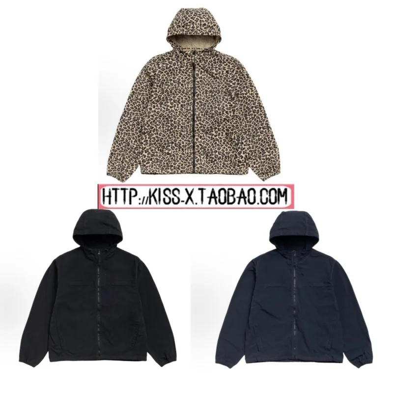 

2026 Spring New Lightweight Hooded Jacket Leopard Print Casual Outerwear Men's Loose Fit Windproof Zipper Closure Long Sleeve